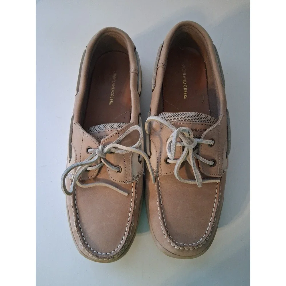 Highland Creek Chesapeake Men's Boat Shoes Loafers Size 10M Tan Leather NICE!